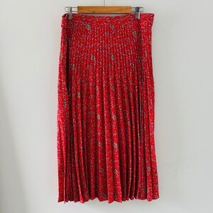 Max Studio | pleated skirt | floral red | Large
